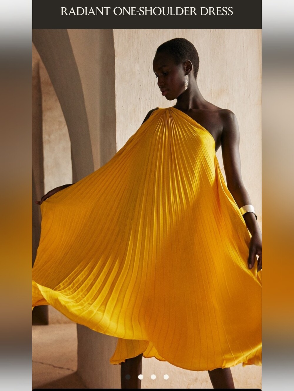 RARE Banana Republic Radiant NWT One-Shoulder Yellow Pleated Dress XS 8